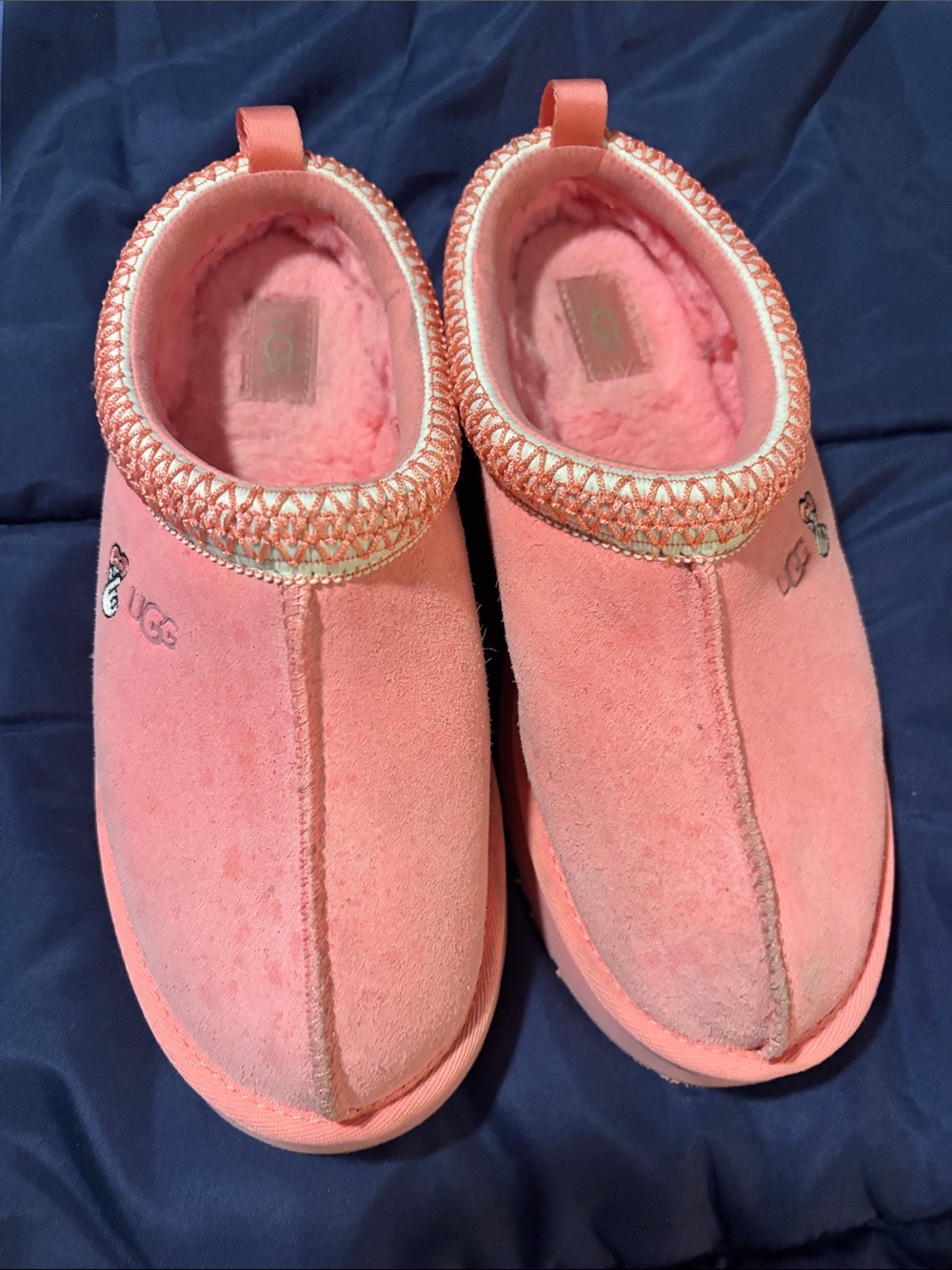 UGG Pink Suede Plush-Lined Slip-On Slippers - Women TAZZ Love ‘25